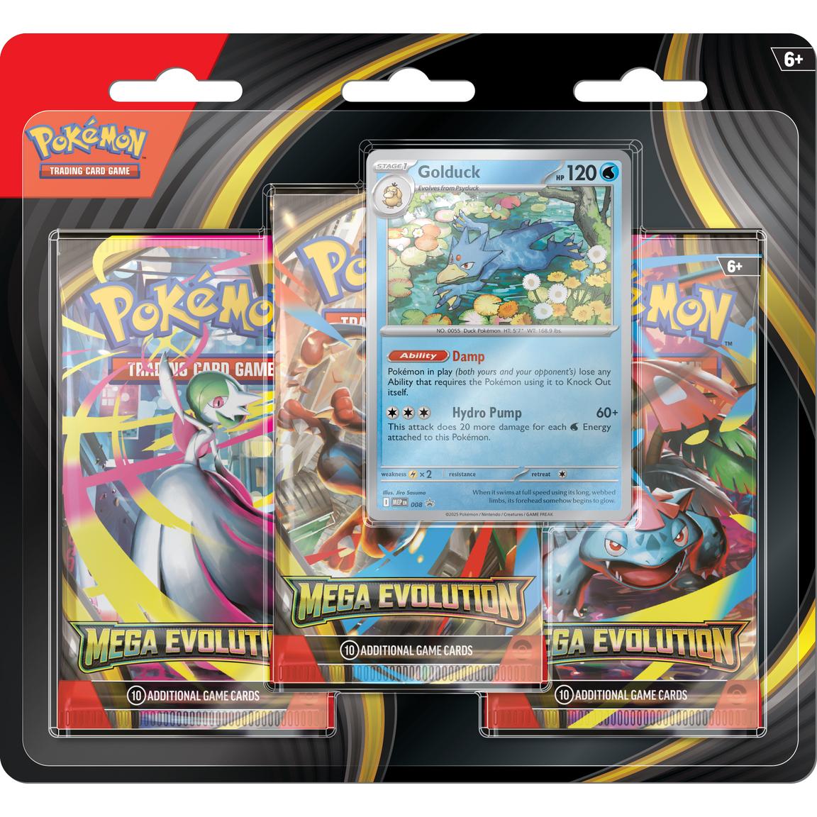 Pokémon TCG: Mega Evolution 3-Pack Blister (Golduck / Psyduck Promo) (Pre-Order)